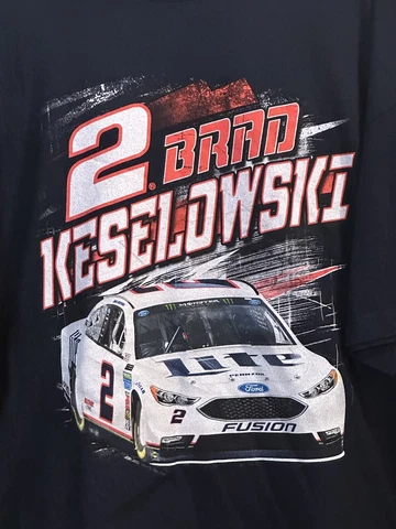 NASCAR Brad Keselowski Black T-Shirt Ford Fusion #2 Team Penske Graphic Men's 2X Cover