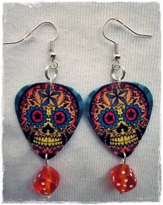 Ohrringe Gitarrenpicks Dia De Los Muertos Motiv, Paar - Bild 1 von 1