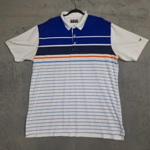Callaway Golf Polo Mens XL Opti Dri Performance shirt blue white orange striped - Picture 1 of 6