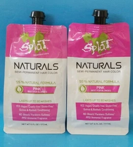 Splat NATURALS Semi-permanent Hair Color PINK for BLONDE 6 oz- LOT OF 2 - Picture 1 of 4