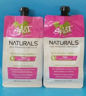 Color de cabello semipermanente Splat NATURALS para RUBIO 6 oz - LOTE DE 2 Foto 1 de 4
