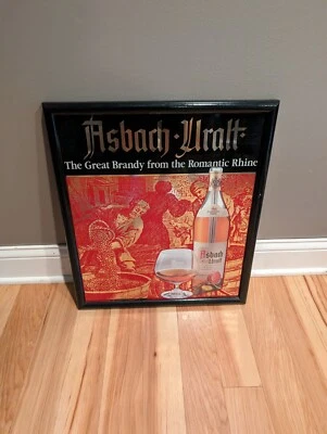 Raro Letrero Publicitario Asbach Uralt Brandy Hombre Cueva Espejo Bar Licor Cerveza  Foto 1 de 4