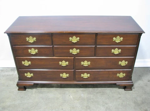 Vintage 10 Drawer Statton Old Town Solid Cherry Chippendale Style Dresser Cover