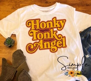 T-shirt Honky Tonk Angel, magliette personalizzate musica country, testi - Foto 1 di 4