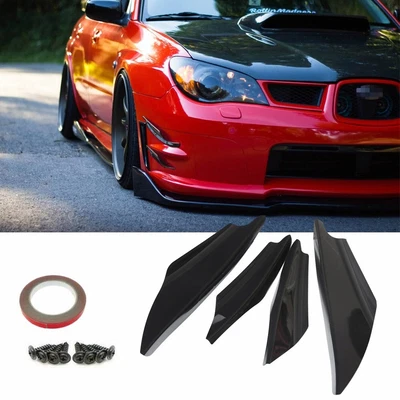 4Pcs Gloss Black WRX Style Front Side Bumper Diffuser Canard Fins For Subaru Foto 1 de 4