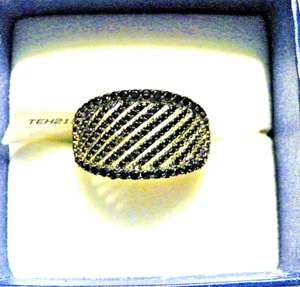 Black Spinel ring in Rhodium over 925 Sterling 1.14 ct size 8 - Picture 1 of 5