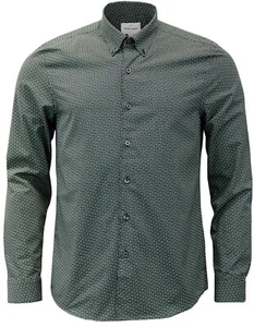 Peter Werth Calder Retro Mod Green Geo Shirt M - Picture 1 of 8