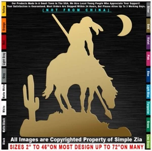 - Native American End Of The Trail Cactus Moon Indian Warrior Decal Sticker - Foto 1 di 12