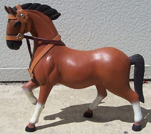 Pferd, handgeschnitztes Holz, Lederzügel, 12" hoch, sns116 - Bild 1 von 6