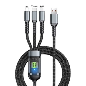 One drag three mobile phone data cable for Android USB cable three-in-one Type-C - Picture 1 of 4
