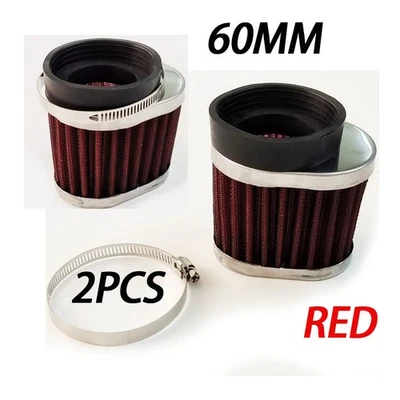 2.36 " Red Air Filters Motorcycle Bike Carburetor Pod Cleaner Intake (pack of 2) - Image 1 of 4