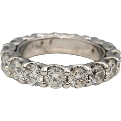 Anillo banda de eternidad de diamantes redondos de oro blanco de 18k 4,0 quilates talla 5,25 Foto 1 de 4