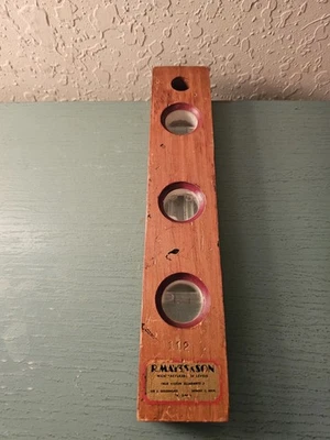 Vintage R. Mayes & Sons Wood Bubble Level, Label & TradeMark 12" Long-Very Good - Image 1 of 4
