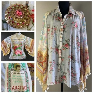 Camicia Aratta Silent Journey Nature’s Love nuova ricamata e impreziosita taglia large - Foto 1 di 23