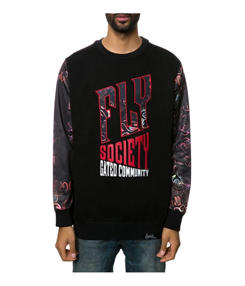 Fly Society Hombres The Geo Sudadera Cuello Redondo, Negro, M Foto 1 de 1