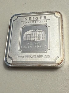 GEIGER METALS 10 ONZAS PLATA FINA .999 EN CERTIFICADO DE AUTENTICACIÓN - Imagen 1 de 2