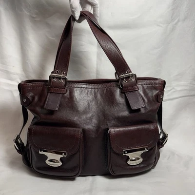 Marc Jacobs Y2k Italian leather Quinn Tote Eggplant Purple Suede Silver VNTG - Image 1 of 4