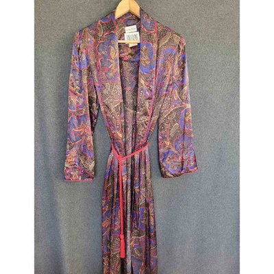 复古 Bill Blass L 码美国制造佩斯利开放式包装复古 80 年代长袍 — 第 1/4 张图片