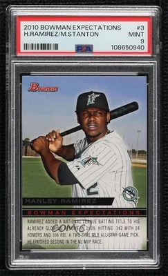2010 Bowman Expectations Hanley Ramirez Giancarlo Stanton PSA 9 MINT Rookie RC - Image 1 of 2