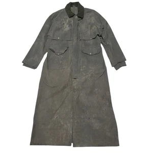 Filson Full Length Oiled Tin Cloth Duster Coat Jacket Otter Green M - Picture 1 of 10