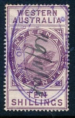 1897 Western Australia Swan 10/ revenue stamp, BF45, used VF - Image 1 of 4