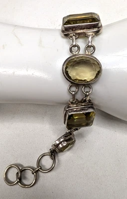 Sterling Silver Vintage Peridot Bracelet Light Green 43.7 Grams Total - Image 1 of 4