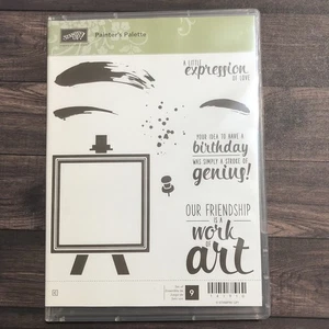 Juego de estampillas PALETA DEL PINTOR para estampar pinceladas tinta salpicaduras pintura caballete - Imagen 1 de 3