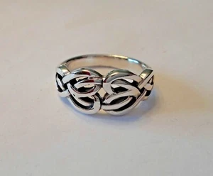 Sterling Silber 5 Gramm 9 mm breiter Band keltisches Herz verschlungen Liebe Ehering - Bild 1 von 5