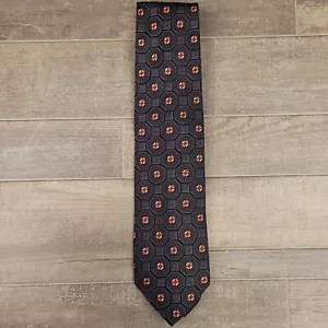 Ermenegildo Zegna Tie Mens Silk Gray Medallion Flower Made Italy - Picture 1 of 6