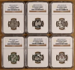 2009 Silver Proof U.S. Territory Quarters All Certified NGC PF 70 Ultra Cameo - Picture 1 of 2
