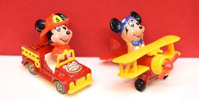 Vintage Tomy Lot Disney Mickey Firetruck Fireman Airplane Diecast Vehicles 47T - Image 1 of 4
