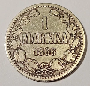 Finnland * 1 Markkaa * 1866 * Silber * Alexander III * Erhaltung 1+/1 ** - Bild 1 von 2