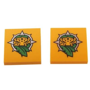 2 NEW LEGO Slope,Curved 2 x 2 No Studs,decorated,  Bright Light Orange - Picture 1 of 1
