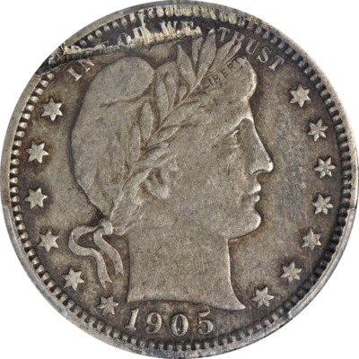 1905-O Barber Quarter PCGS XF Details - Damage - Image 1 of 4