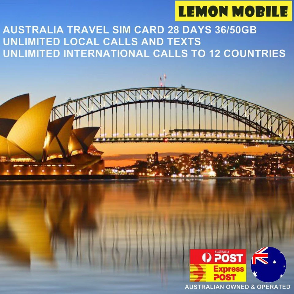 Australia Travel SIM Card Prepaid Data Plan Unlimited Calls Roaming Aussie SIM - Image 1 of 1