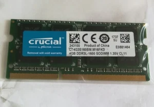 Crucial 8 GB (2 x 4 GB) PC3L-12800 (DDR3L-1600) memoria (RAM) Mac SO-DIMM M16FKD - Foto 1 di 1