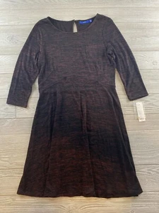 APT.9 Women's Maroon/Black Round Neck 3/4 Sleeve Fit Flare Dress size M Ne - Picture 1 of 8