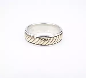 James Avery Fluted Band Ring Sterling Silver 14k Yellow Gold Size 13.75 RS3689 - Picture 1 of 3