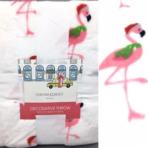Cynthia Rowley Christmas Flamingo Throw Blanket Soft Micro Fleece Plush Holidays - Picture 1 of 6