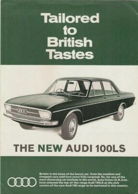 Auto Union Audi 100 LS 4-dr 1969 UK Market Launch Foldout Sales Brochure - Image 1 of 2