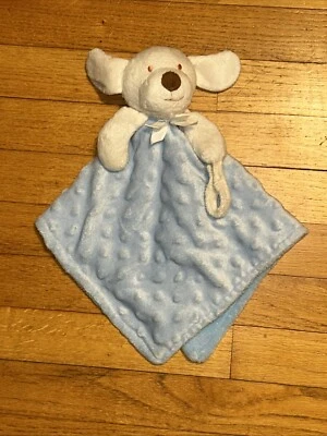 Blankets & Beyond White Puppy Dog Blue Minky Dot Security Blanket/Lovey - Image 1 of 4