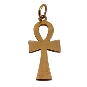 18K Yellow Gold Ankh Charm Pendant - Picture 1 of 13