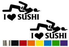 (2) I LOVE SUSHI FUNNY Vinyl Decal Set  - CUSTOM SIZE & COLOR for CARS, TRUCKS