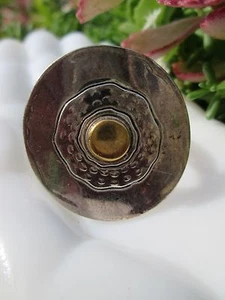 STERLING SILVER WITH BRASS INSET ON RING SZ 5 - Picture 1 of 8