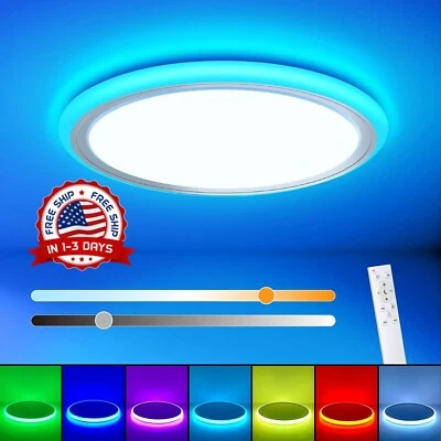 13" RGB LED Lampara De Techo Moderna Con Remoto Para Cuarto Dormitorio Cocina - Image 1 of 4