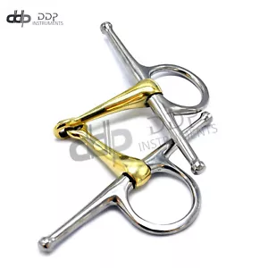 1 Piece Of Full Cheek Eggbutt Snaffle Horse Bit 5'' W/Gold, BT-0103 - Picture 1 of 3