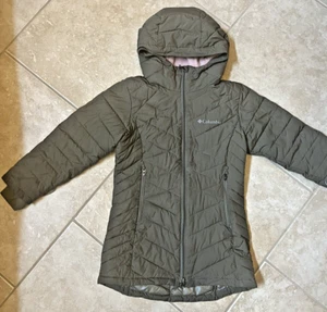 Columbia Heavenly II Hooded Green Omni Heat Girls Long Winter Jacket Sz XS 6/6X - Picture 1 of 15