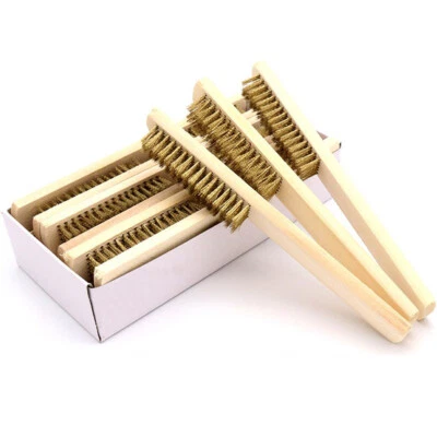 2Pcs 6 Row Brass Steel Wire Brush Rust Cleaning Paint Remover Scratch Brushes - Image 1 of 4