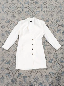 Size US 8 UK 12 EUR 40 Bardot Ivory Olivia Blazer Dress Long Sleeve with Pockets - Picture 1 of 9