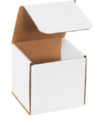 100 Pack 6x6x6 White Corrugated Shipping Mailer Packing Box Boxes 6" x 6" x 6" - Image 1 of 3